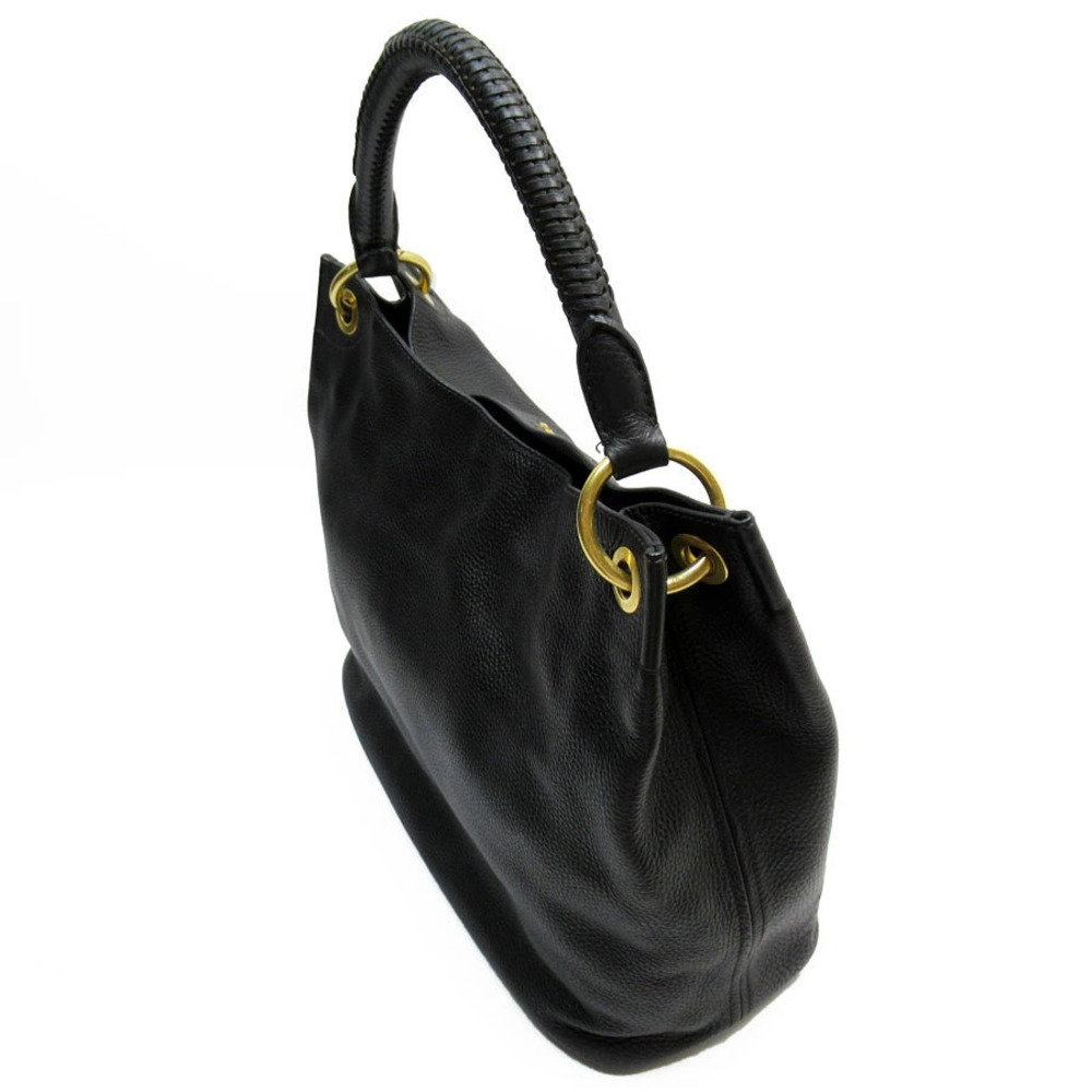 Prada pebbled black Hobo calfskin Vitello Black leather Daino Black